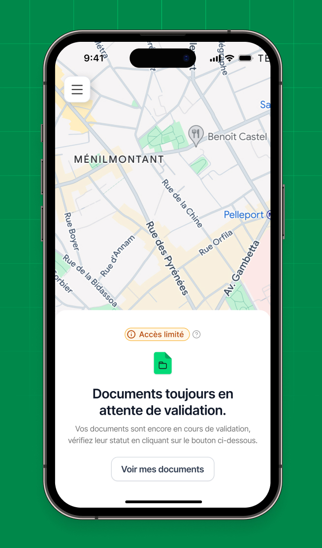 Mechanic account with limited access while documents are still pending validation